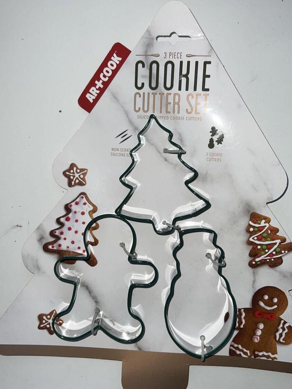 Art & Cook  3 Piece Christmas Cookie Cutter Set, New